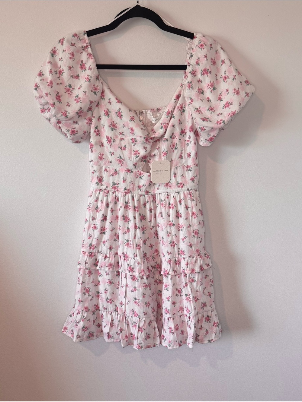 NWT Altar’d State Rocio Floral Mini Dress Small Puff Sleeve Cottagecore